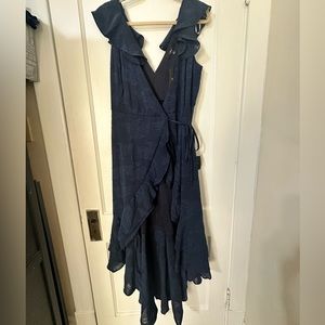 Lulus Aura Floral Burnout High Low Wrap Dress